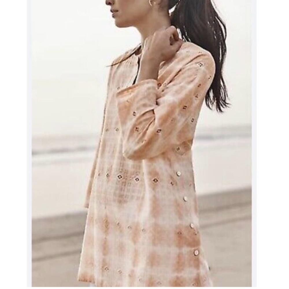 PureJill J.Jill XS Schiffli Eyelet Embroidered Tie Dye Tunic